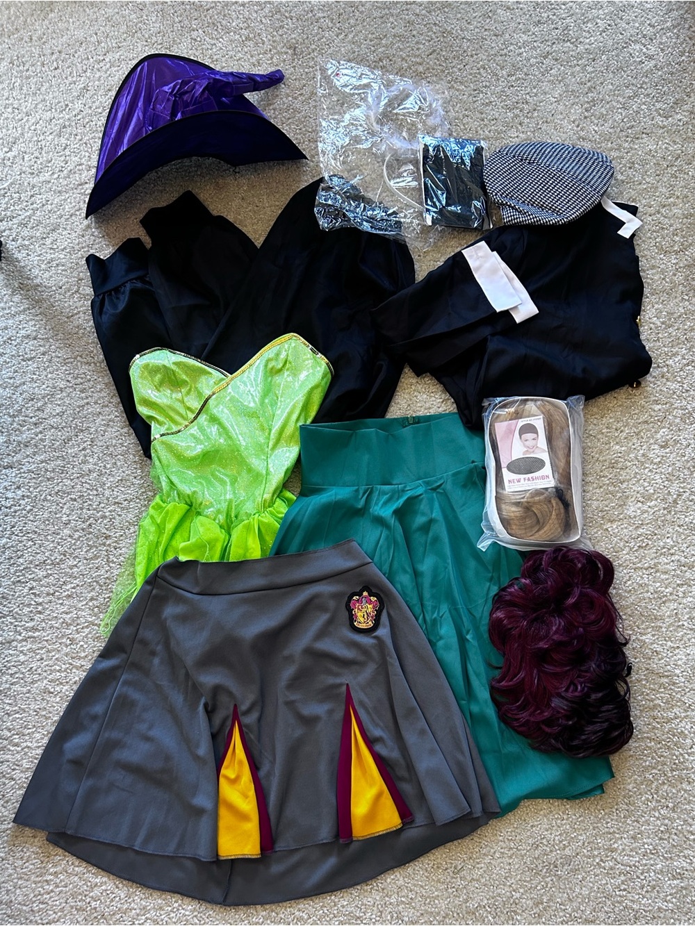 Mixed Lot Halloween Dress Up Accessories Wigs Pants Jacket Skirts Hats